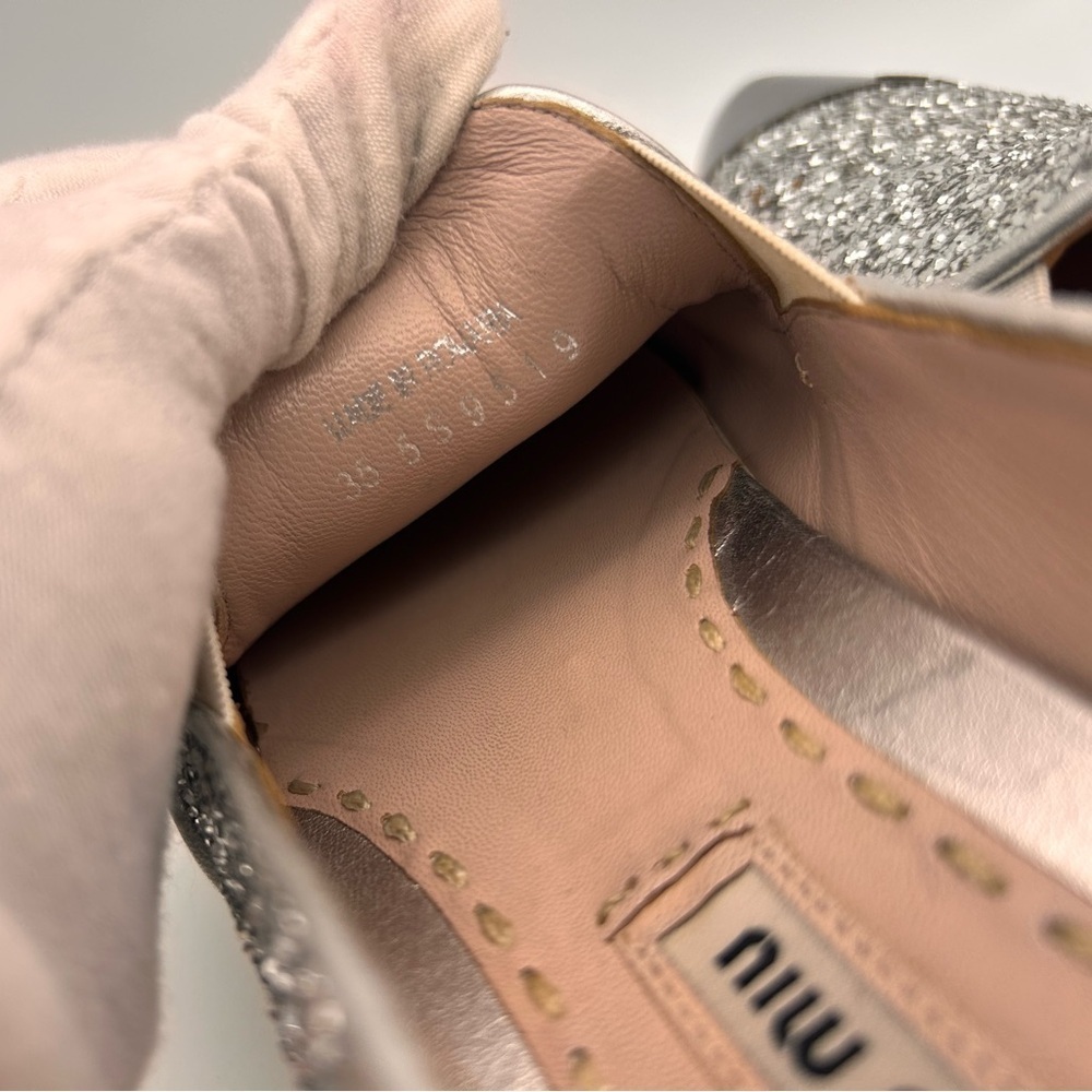 MIU MIU Glitter Slip-On Sneakers Steel Toe Pointed Size 35 Look At Photos - Picture 10 of 16